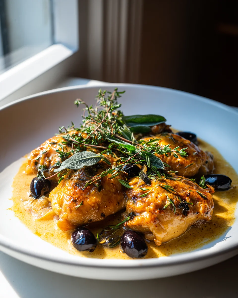 Poulet Chasseur aux Olives et Estragon – Saveurs Méditerranéennes