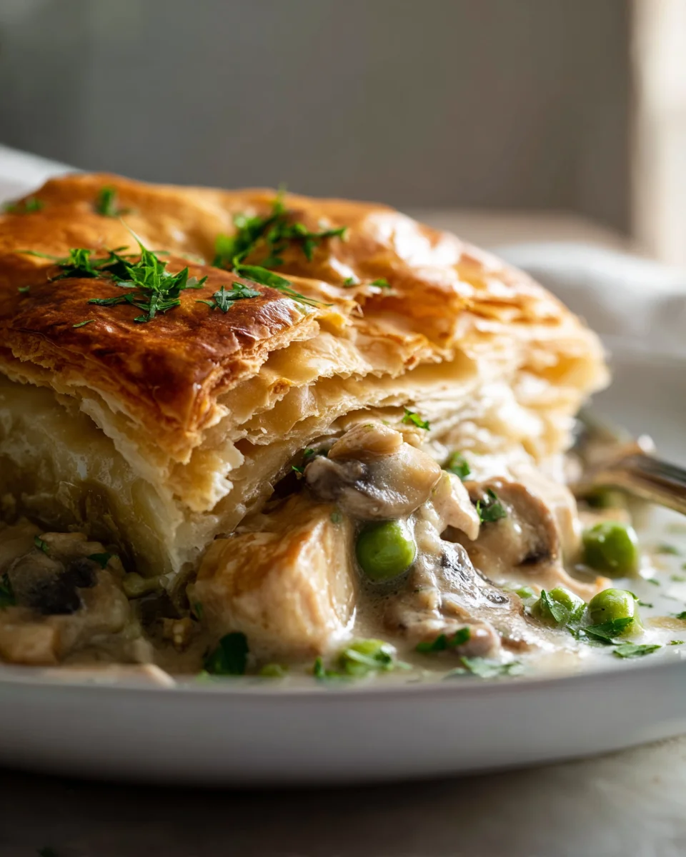 Tarte au Poulet Chasseur avec Pâte Feuilletée Beurrée