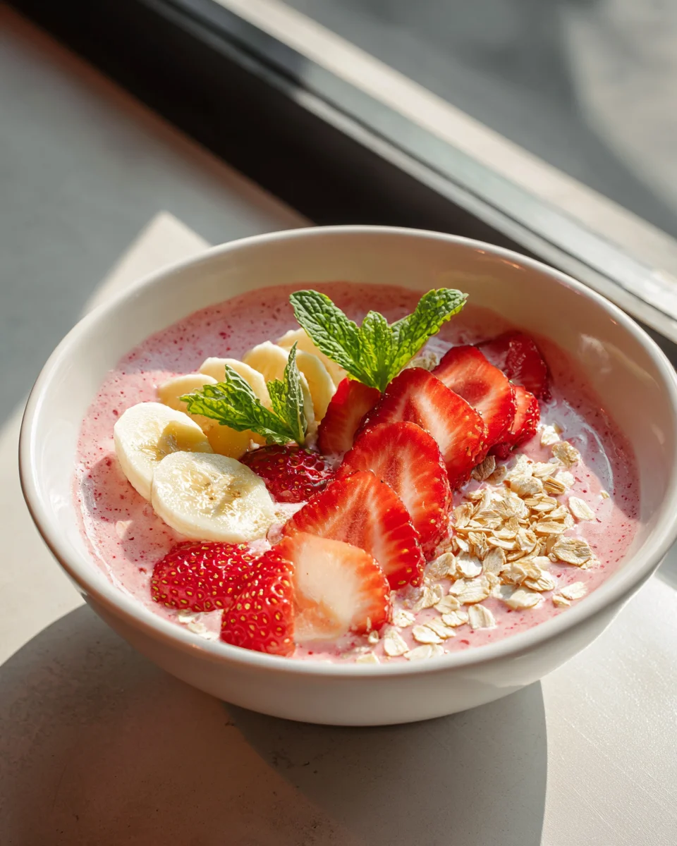 Smoothie Bowl Fraise Banane Avoine: Recette Petit Déjeuner Sain