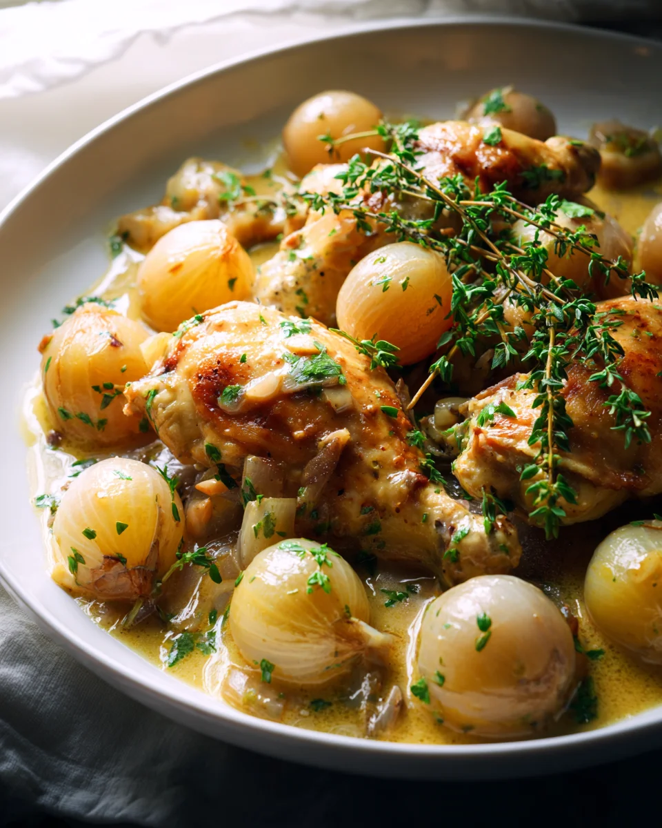 Recette de Poulet Chasseur à l'Instant Pot avec Oignons Perles