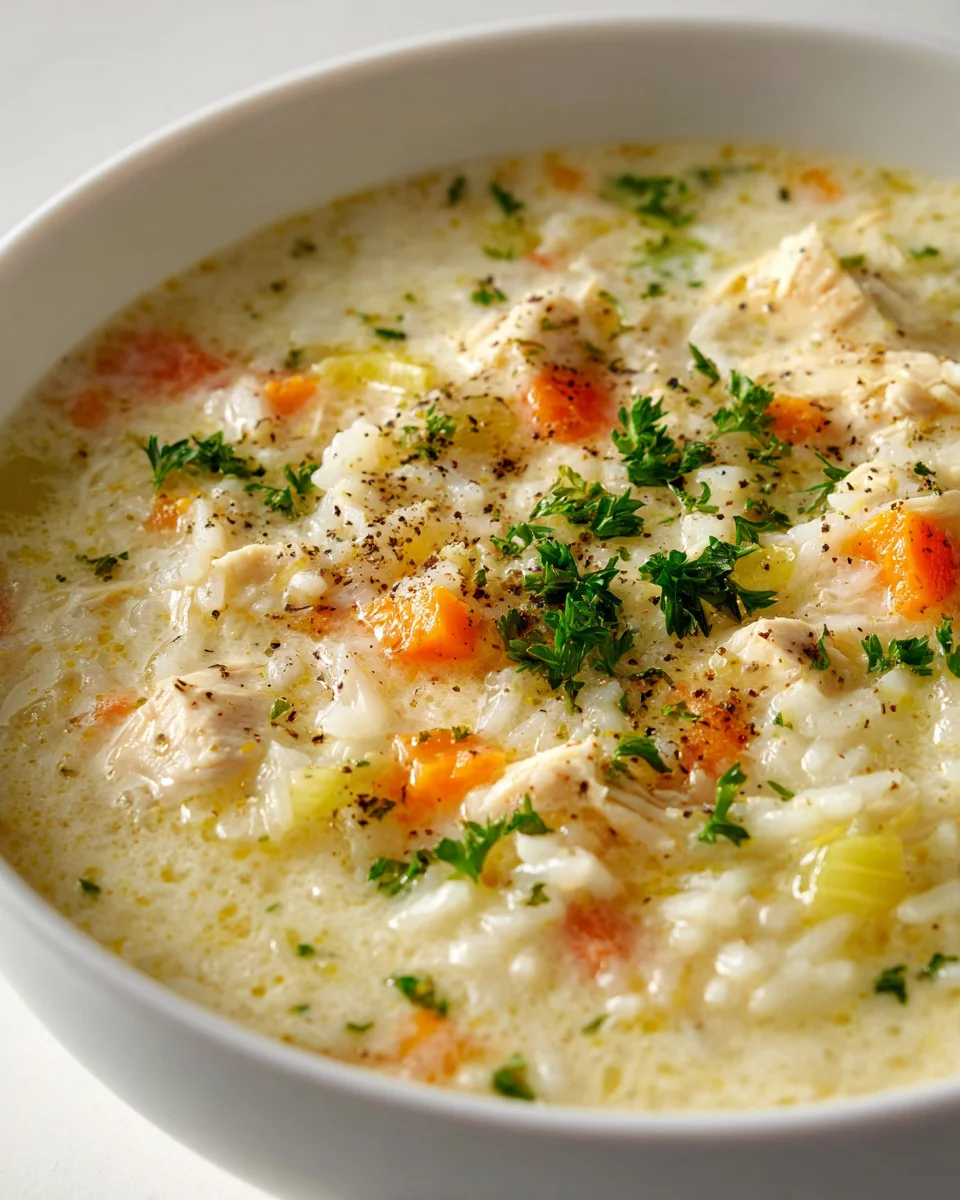 Soupe crémeuse au poulet et riz : le réconfort parfait !