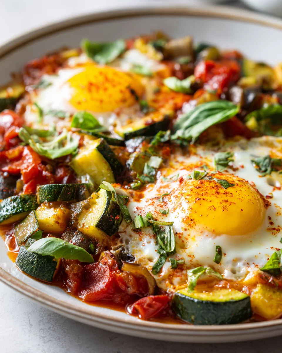 Œufs au Four sur Ratatouille : Repas Végétarien Sain et Rapide