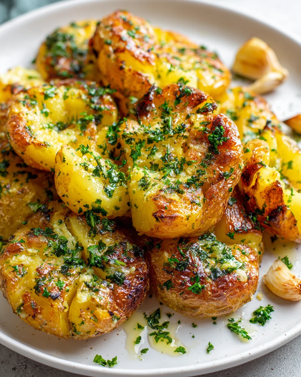 Smashed Potatoes Ail Beurre: Croustillantes et Irrésistibles