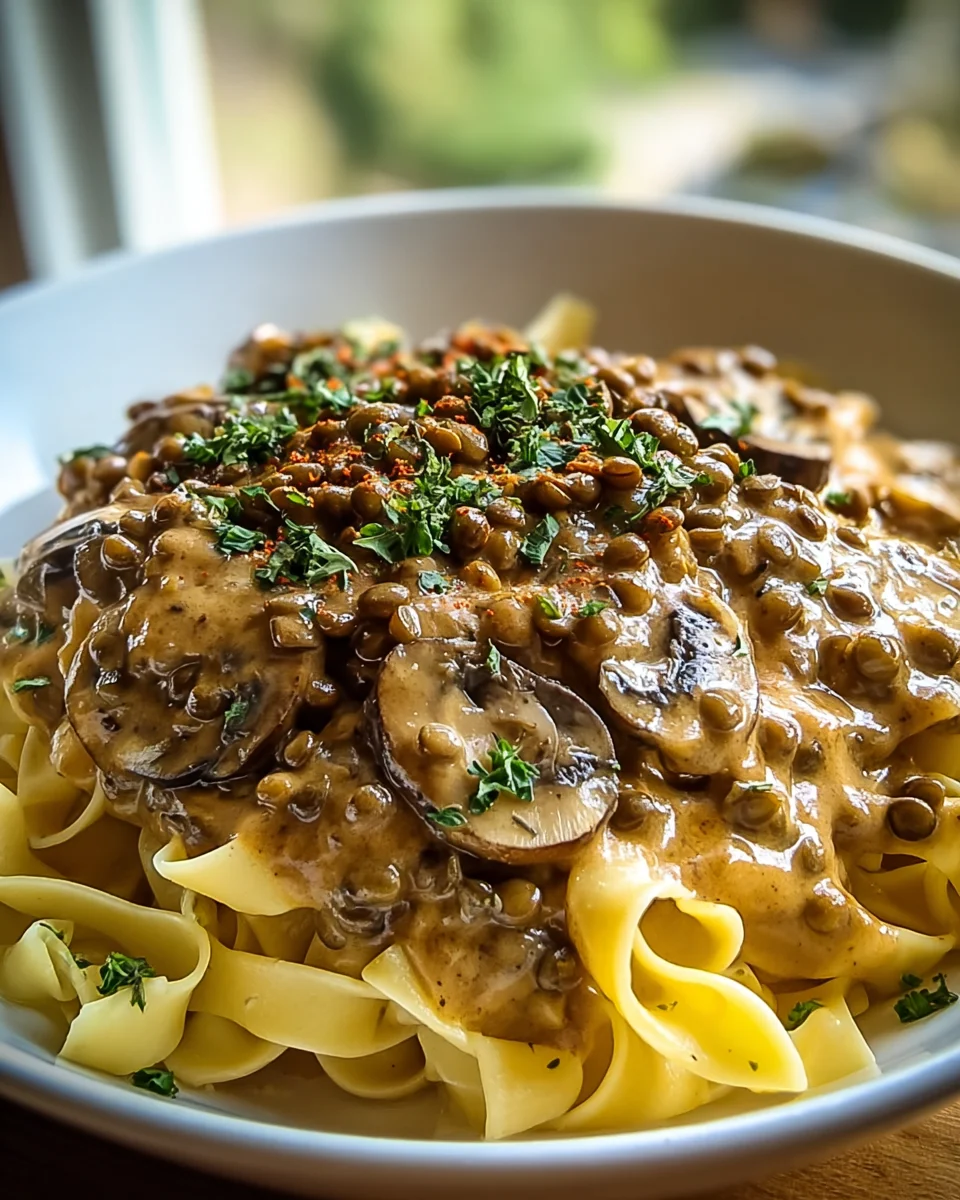 Stroganoff de Lentilles et Champignons Vegan