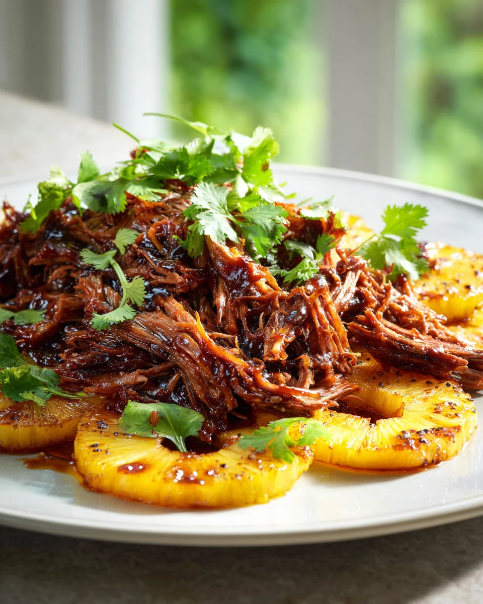 Effiloché de Boeuf Barbecue et Ananas Grillé