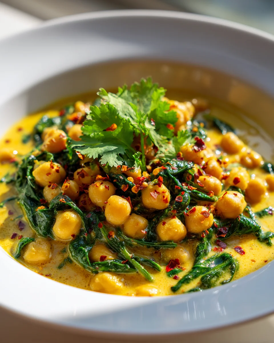 Curry de Pois Chiches au Lait de Coco et Épinards Savoureux