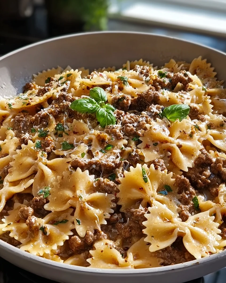 Farfalle Crémeuses au Bœuf