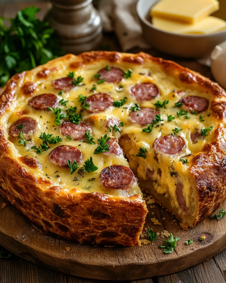 Gâteau Salé Moelleux aux Saucisses et Fromage