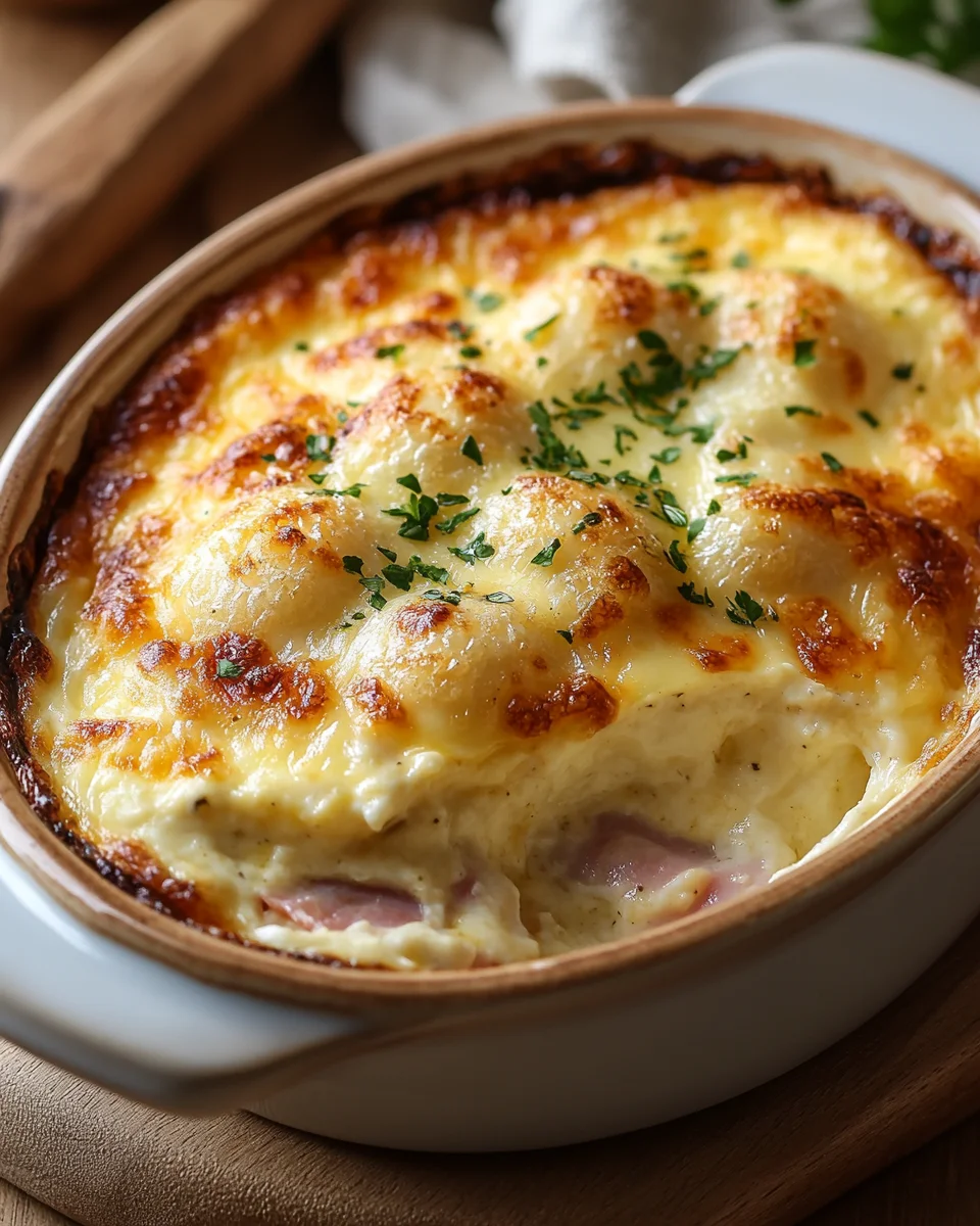 Gratin d’Œufs au Jambon et à la Béchamel