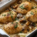 Poulet Crémeux aux Champignons au Four : Un Plat Familial Savoureux et Réconfortant