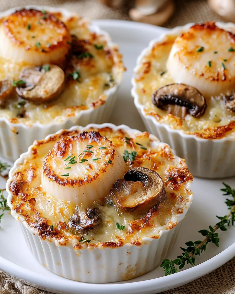 Mini Gratins de Saint-Jacques aux Champignons : Une Entrée Chic et Gourmande