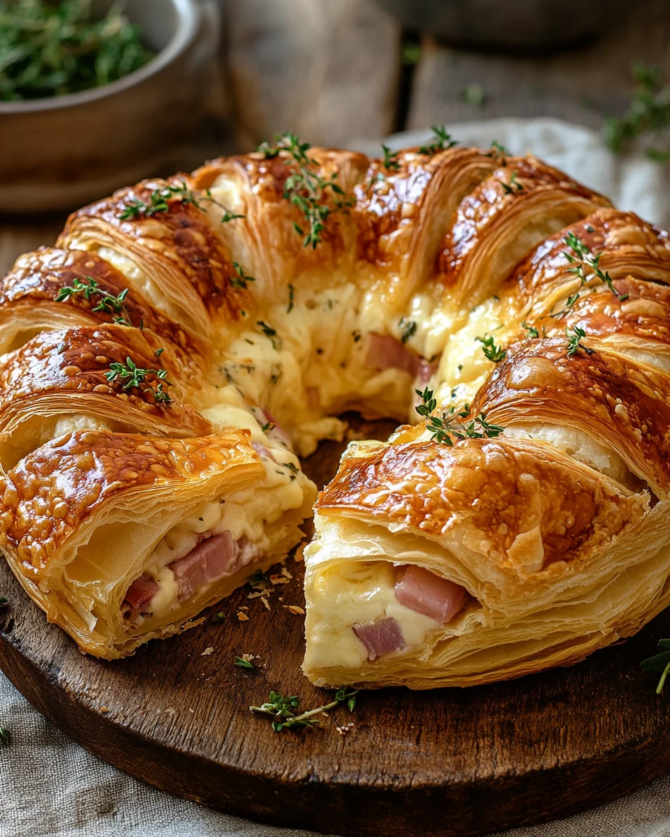 Couronne feuilletée au jambon et fromage : une recette conviviale, croustillante et ultra gourmande