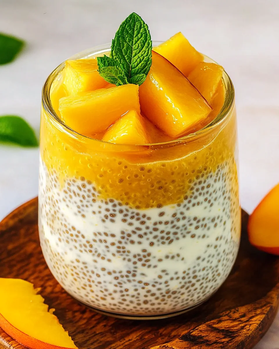 Pudding de Chia aux Pêches et Crème au Yaourt Grec : un dessert crémeux, frais et gourmand