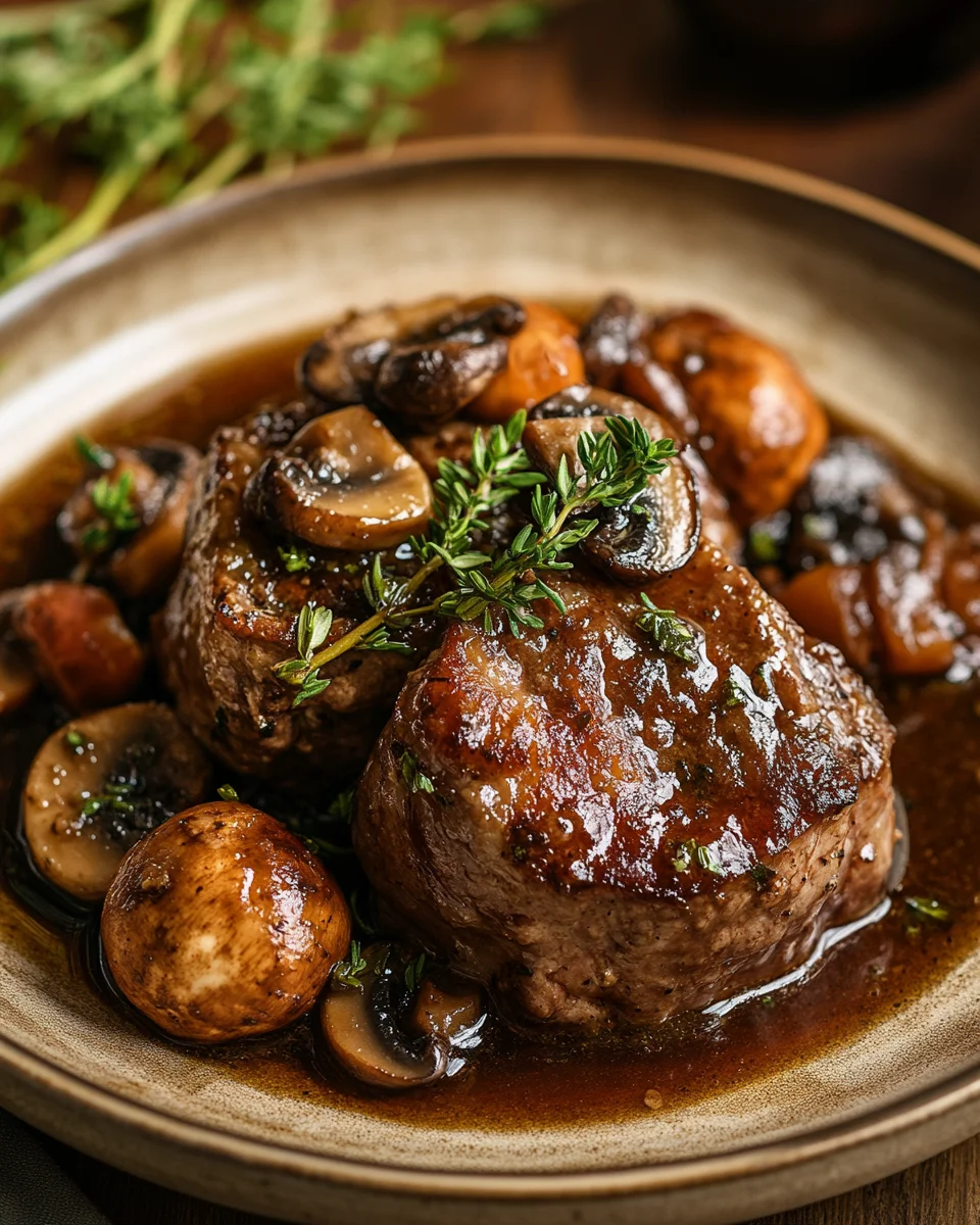 Joues de Porc Confites aux Champignons : Un Plat Rustique et Fondant