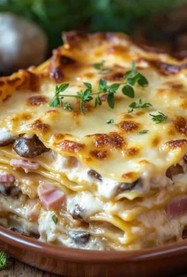 Lasagnes aux champignons jambon fromage