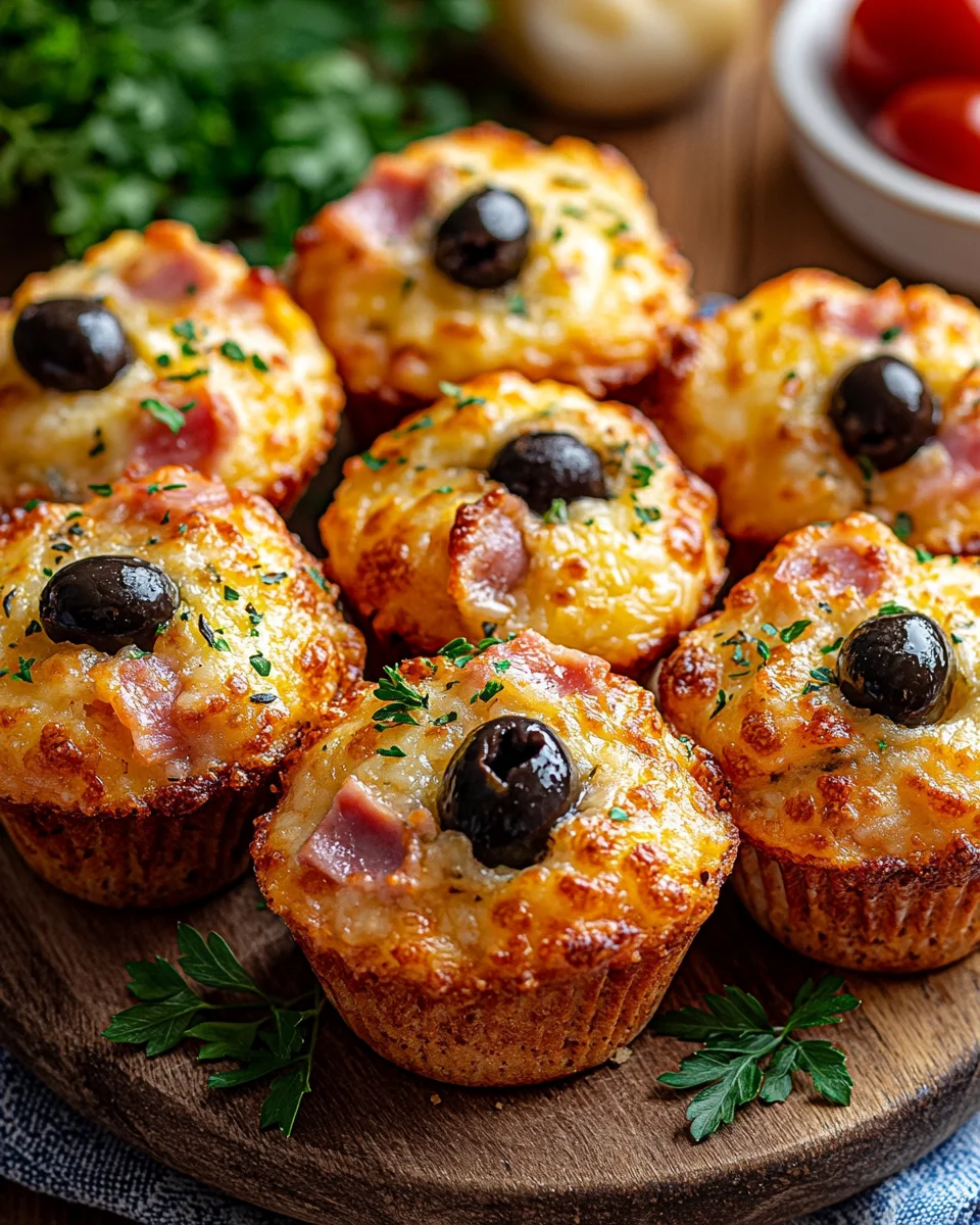 Muffins Salés Façon Pizza au Jambon, Fromage et Olives