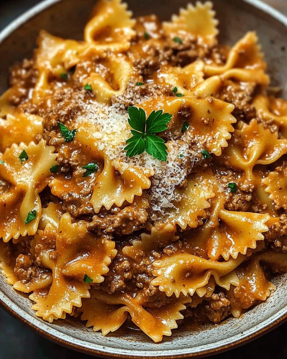 Pâtes papillon à la viande hachée : un dîner savoureux!