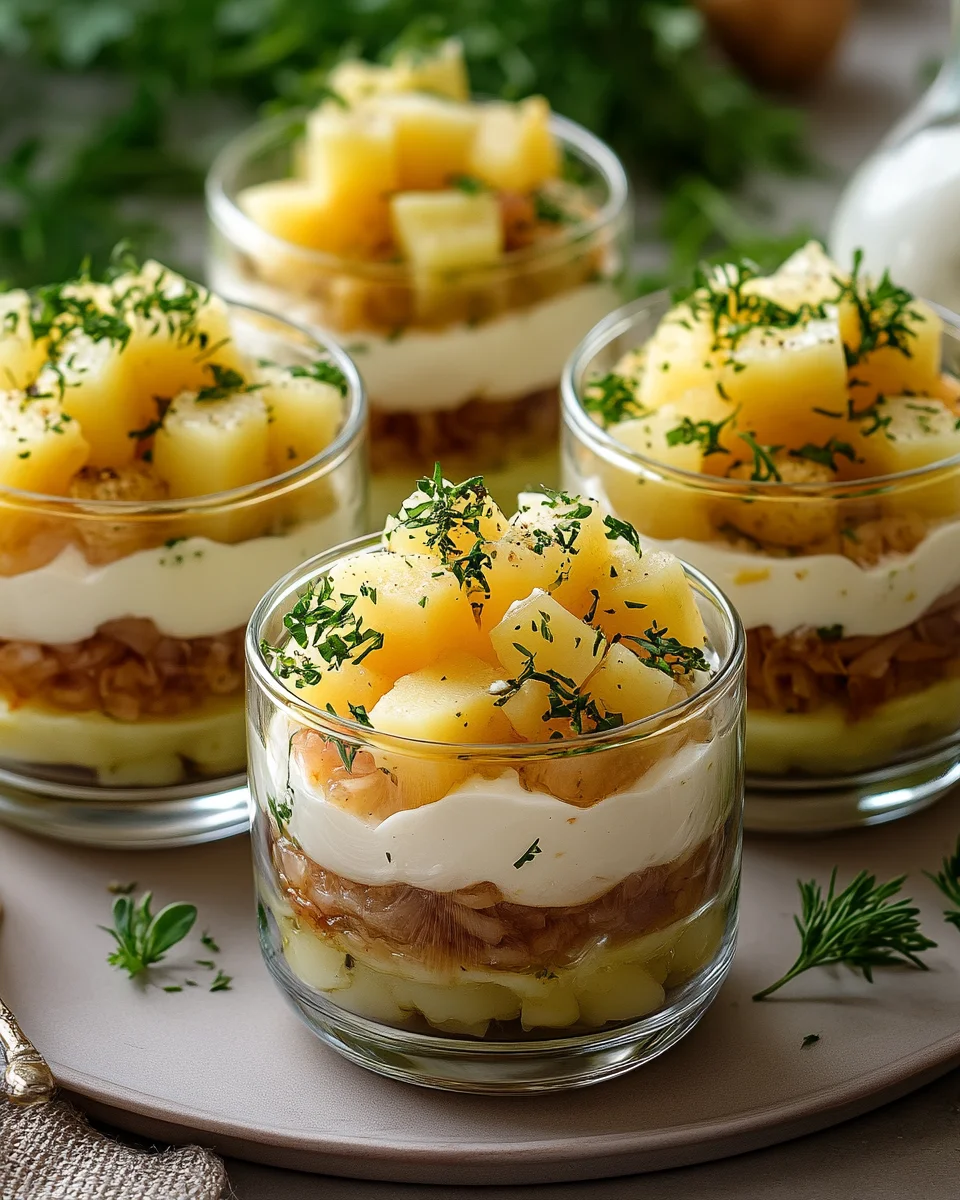 Verrines Gourmandes au Thon, Pommes de Terre et Cheddar