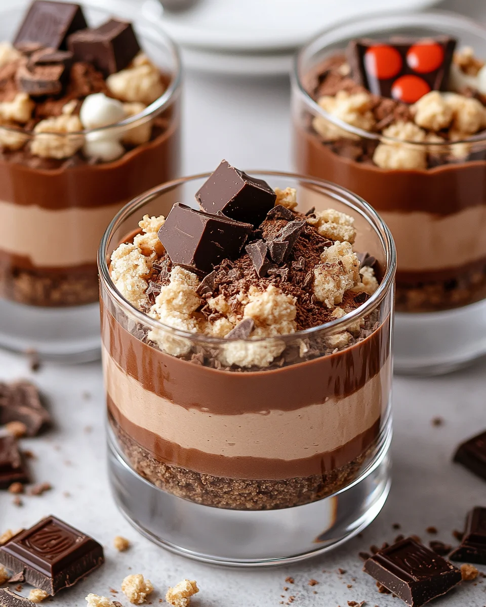 Verrines Mousse Chocolat Kinder et Biscuits Croquants