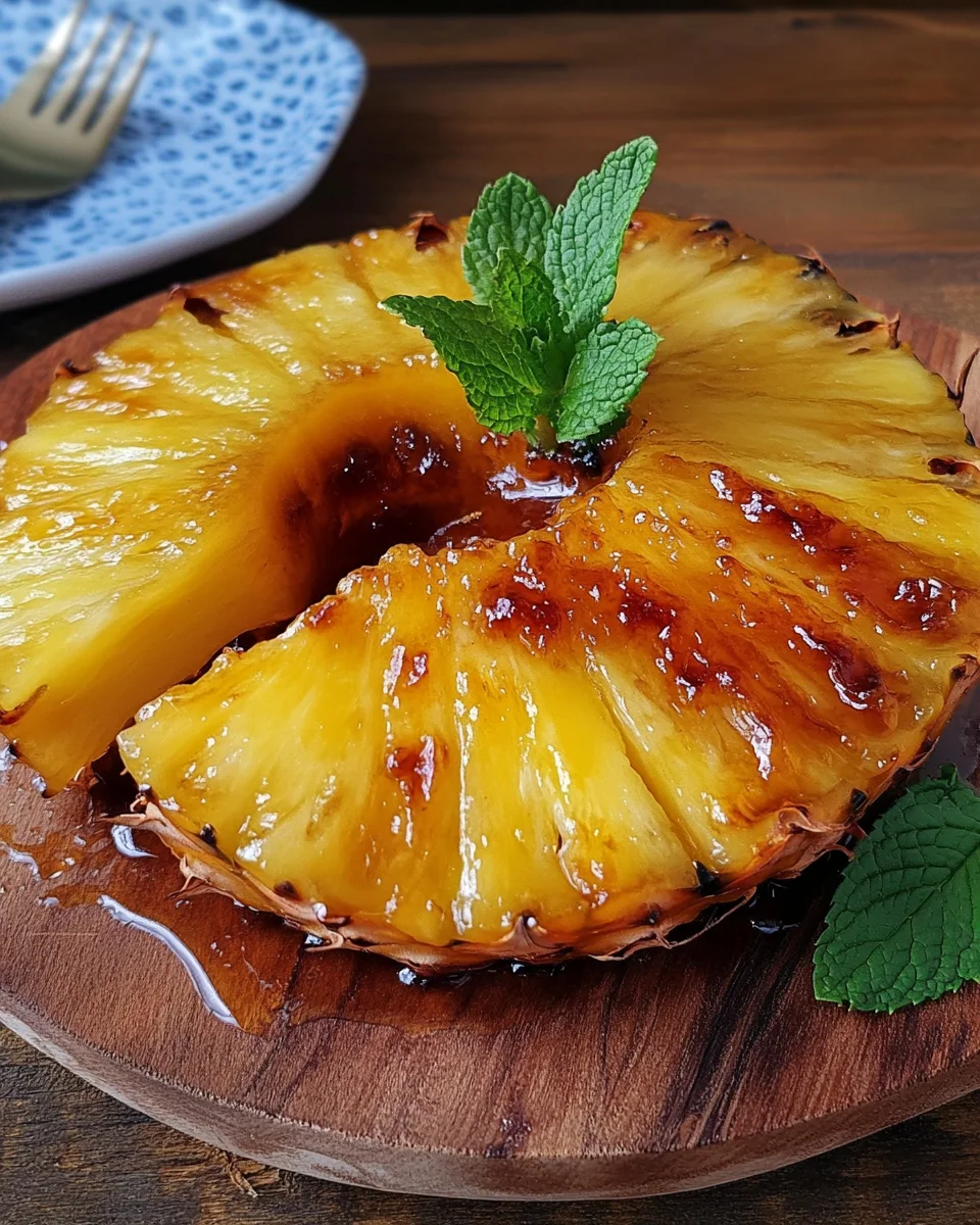 Ananas rôti au four rhum et miel