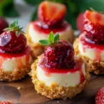Bouchées de Cheesecake Croquant à la Fraise