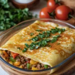 Crêpes farcies à la viande hachée et aux poivrons