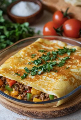 Crêpes farcies à la viande hachée et aux poivrons