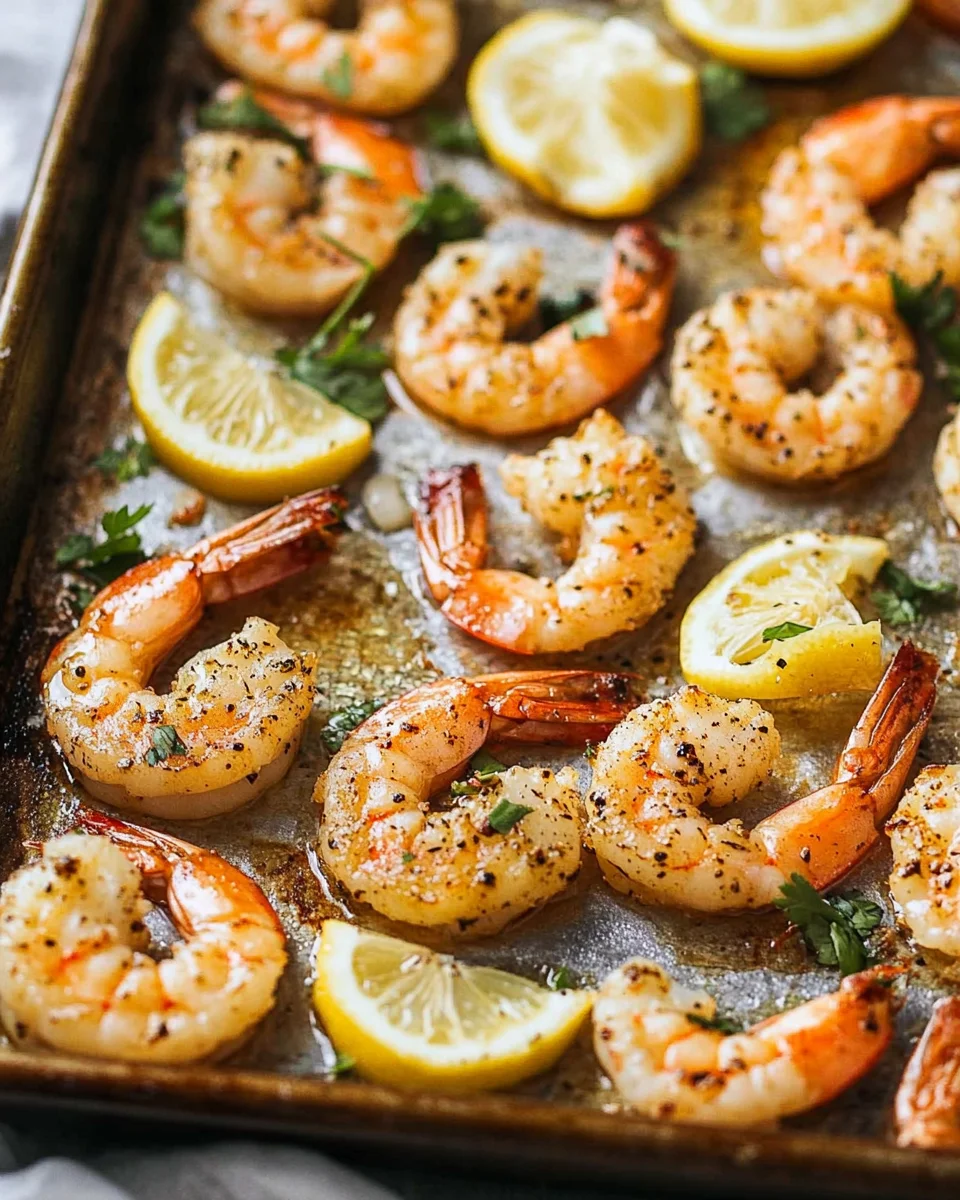 Crevettes Citron Poivre au Four sur une Plaque