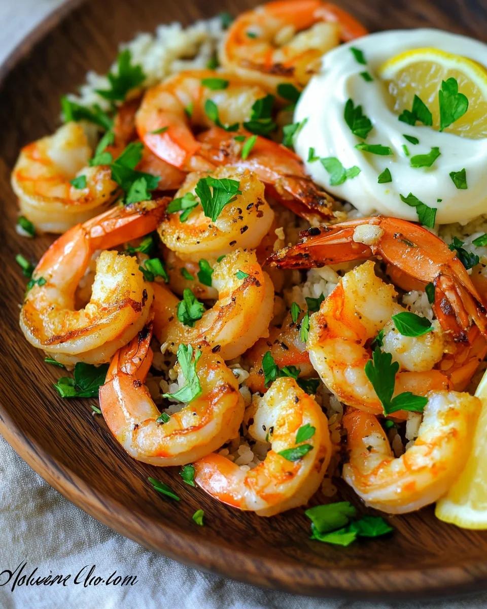 Crevettes rôties à l’ail et sa mayonnaise maison