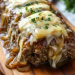 Crockpot French Onion Meatloaf with Melted Swiss Cheese