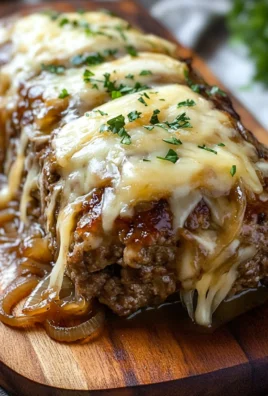 Crockpot French Onion Meatloaf with Melted Swiss Cheese