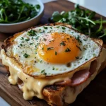 Croque Madame Traditionnel (Sandwich Français au Jambon, Fromage et Œuf)