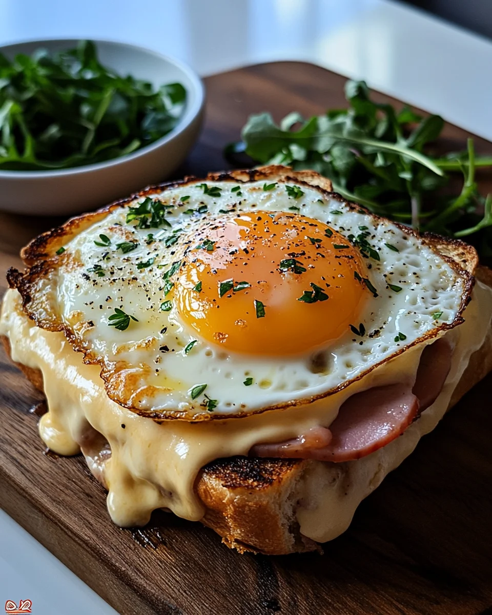 Croque Madame Traditionnel (Sandwich Français au Jambon, Fromage et Œuf)