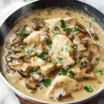 Emincé de poulet sauce crémeuse champignons