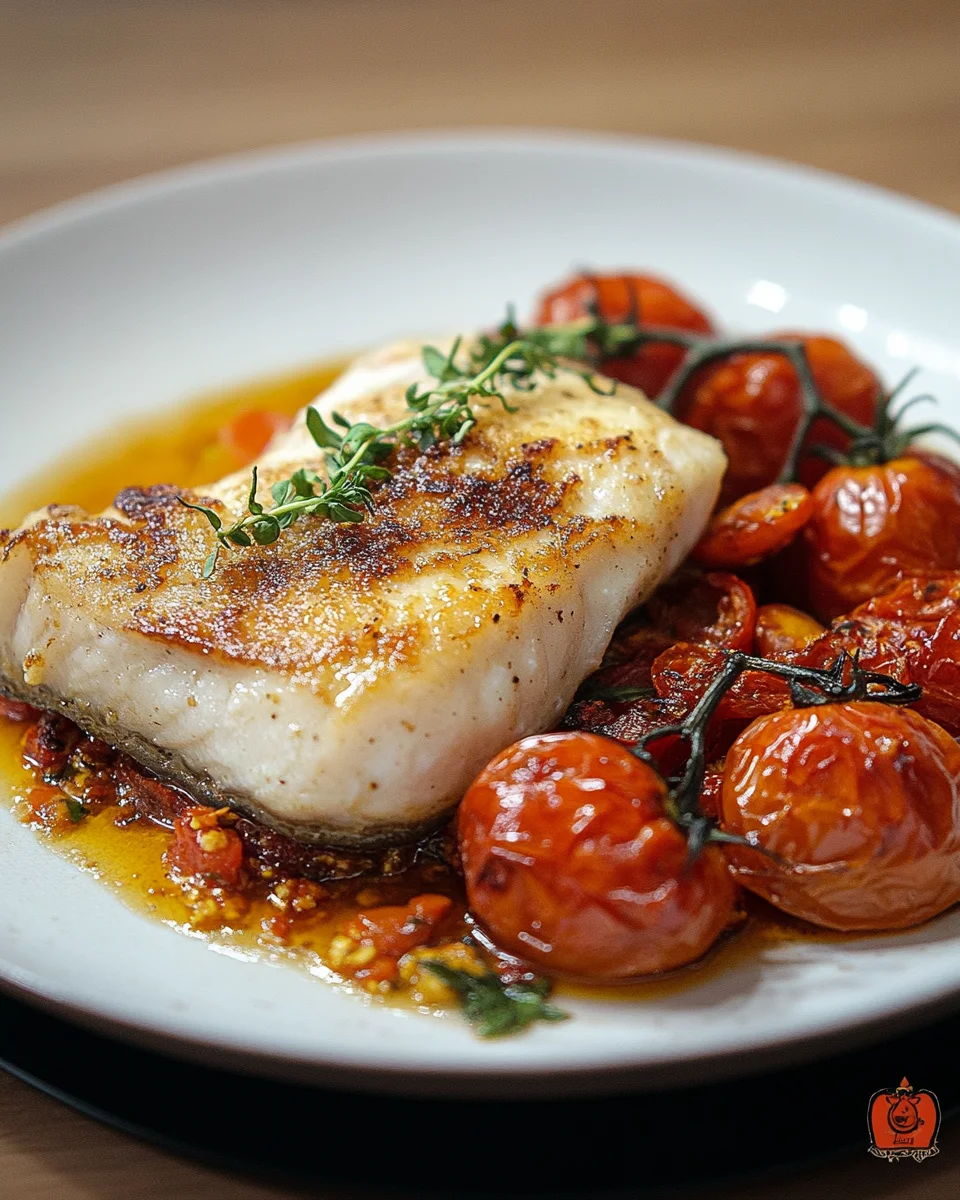 Filet de poisson au four et tomates rôties