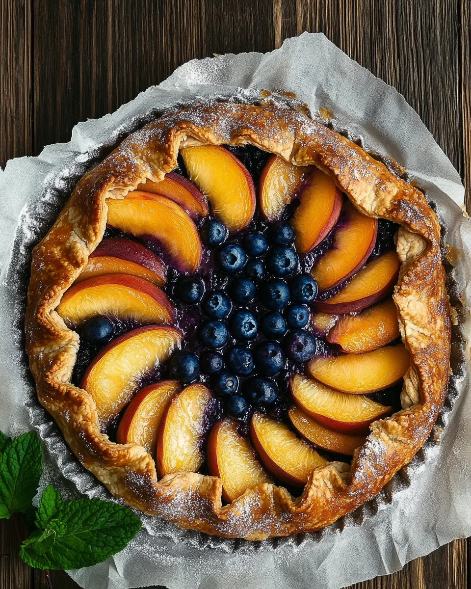 Galette Rustique aux Pêches et aux Myrtilles – Recette Maison Facile