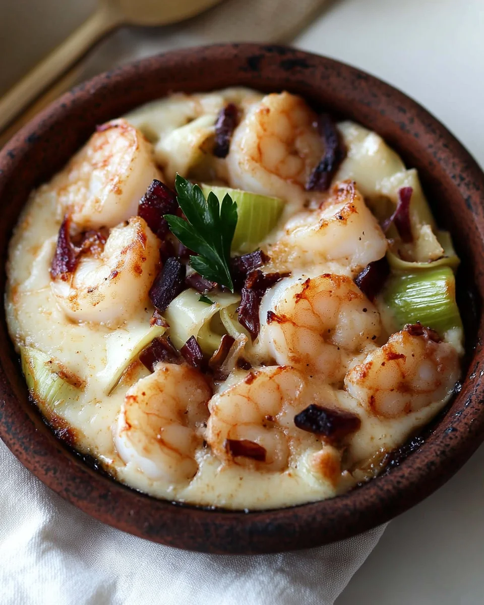 Gratin de fruits de mer aux poireaux