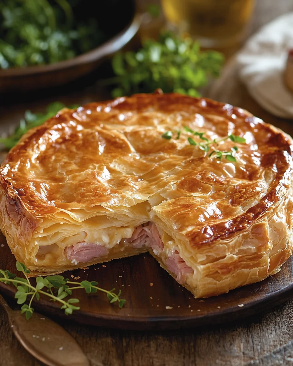 Tourte feuilletée jambon-fromage : Le feuilleté croustillant qui régale toute la famille !