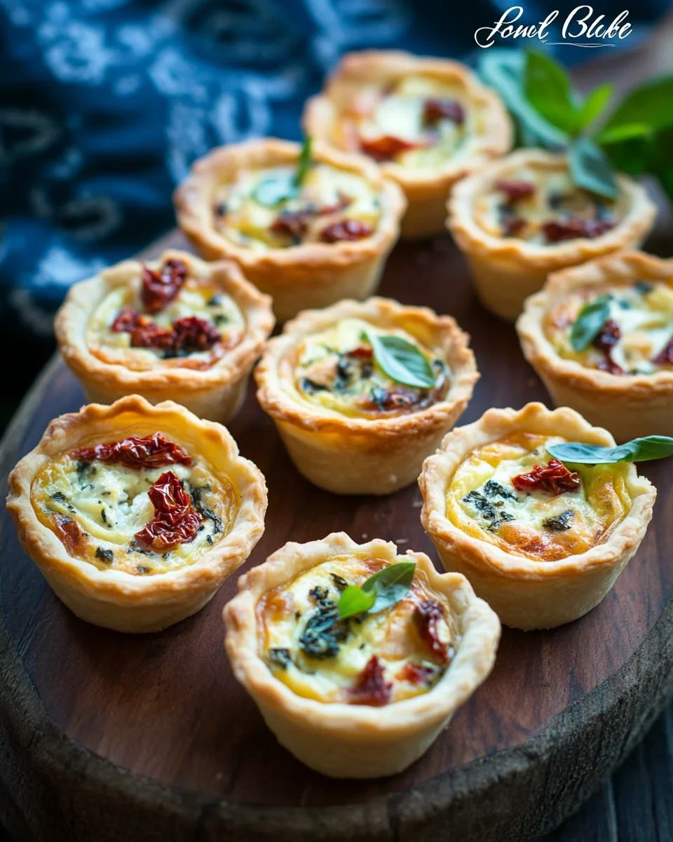 Minis quiches aux tomates séchées et à la mozzarella