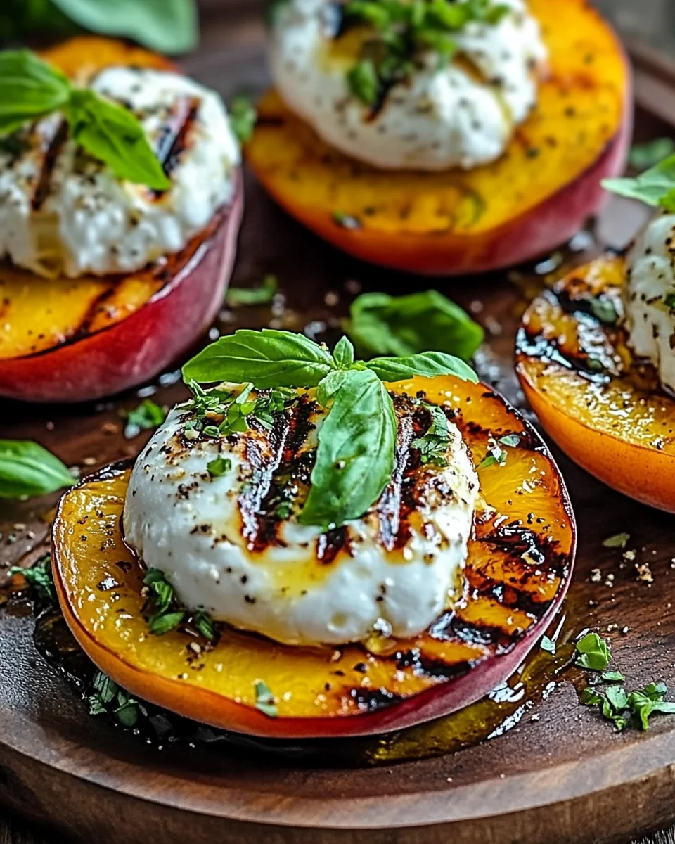 Pêches Grillées à la Burrata et Herbes Fraîches