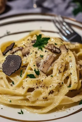 Pâtes aux truffes noires, champignons et parmesan