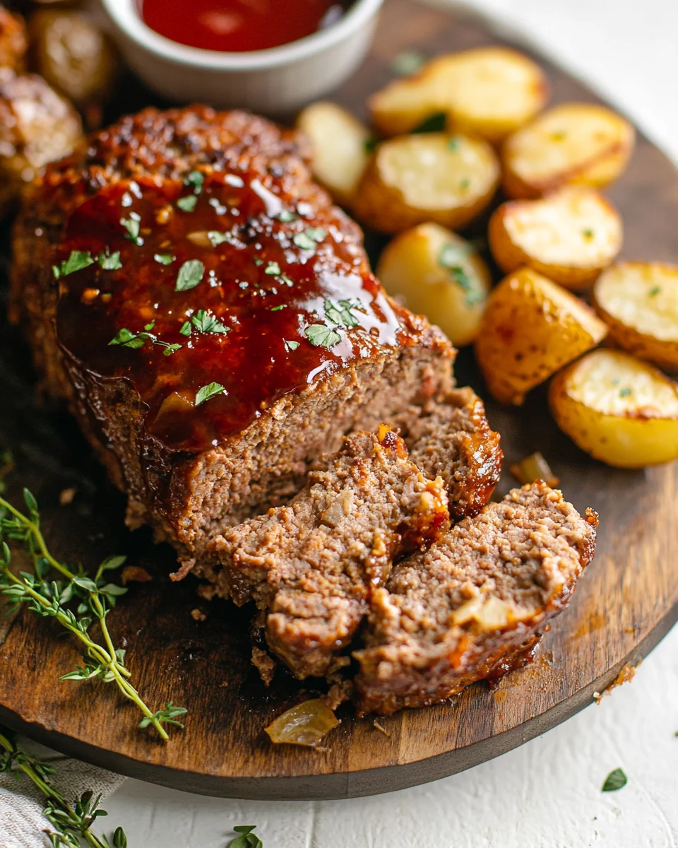 Pain de Viande et Pommes de Terre au Four sur une Plaque
