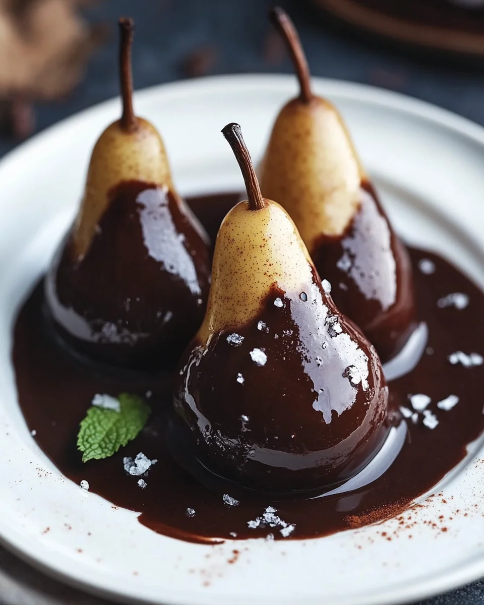 Poires pochées au chocolat