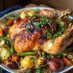 Poulet farci aux vermicelles et aux légumes
