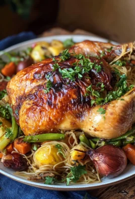 Poulet farci aux vermicelles et aux légumes