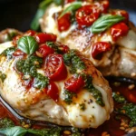Poulet Farci à la Mozzarella et aux Poivrons Rouges Rôtis