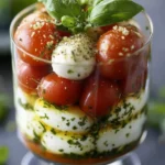 Recette de Verrine de Tomate, Mozzarella y Albahaca
