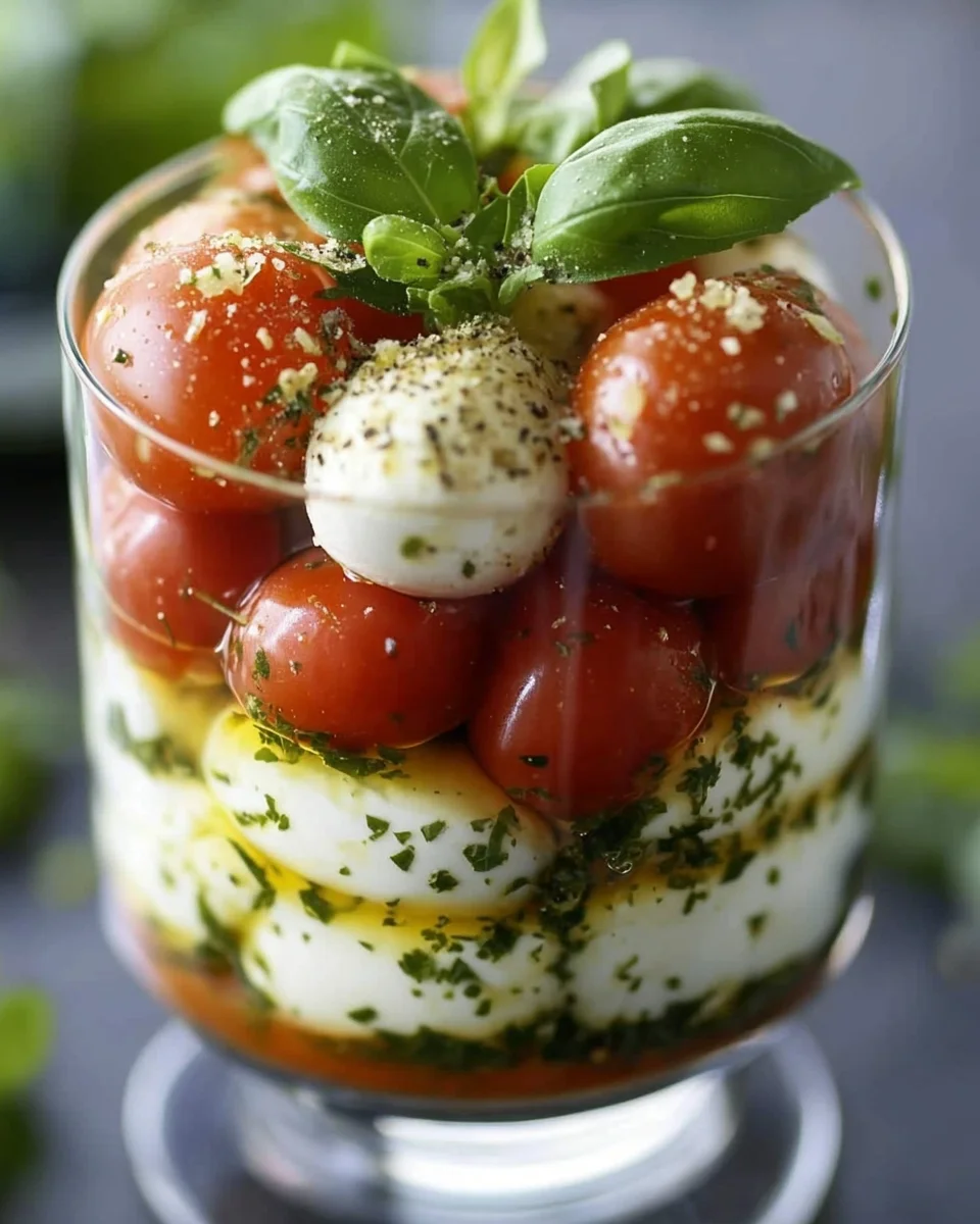 Recette de Verrine de Tomate, Mozzarella y Albahaca