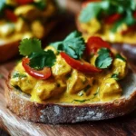 Recette : Tartines de Poulet au Curry, Poivrons et Coriandre