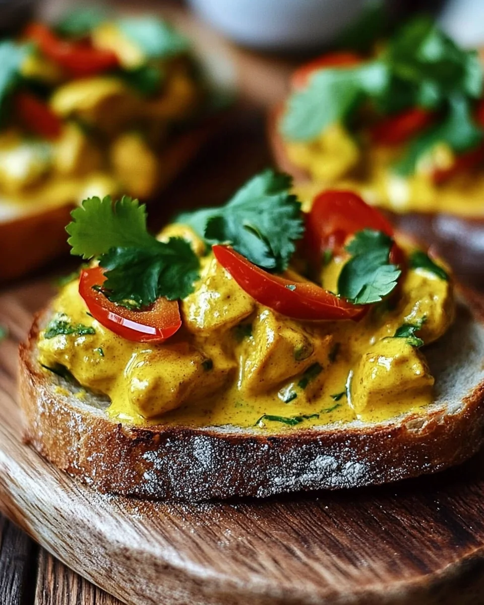 Recette : Tartines de Poulet au Curry, Poivrons et Coriandre